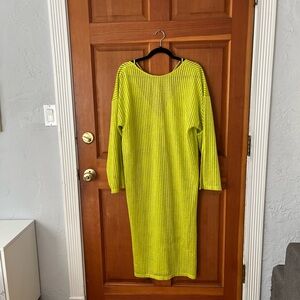 Green / Chartreuse Long Sleeve Sheath Dress with Bateau Neckline & Slip